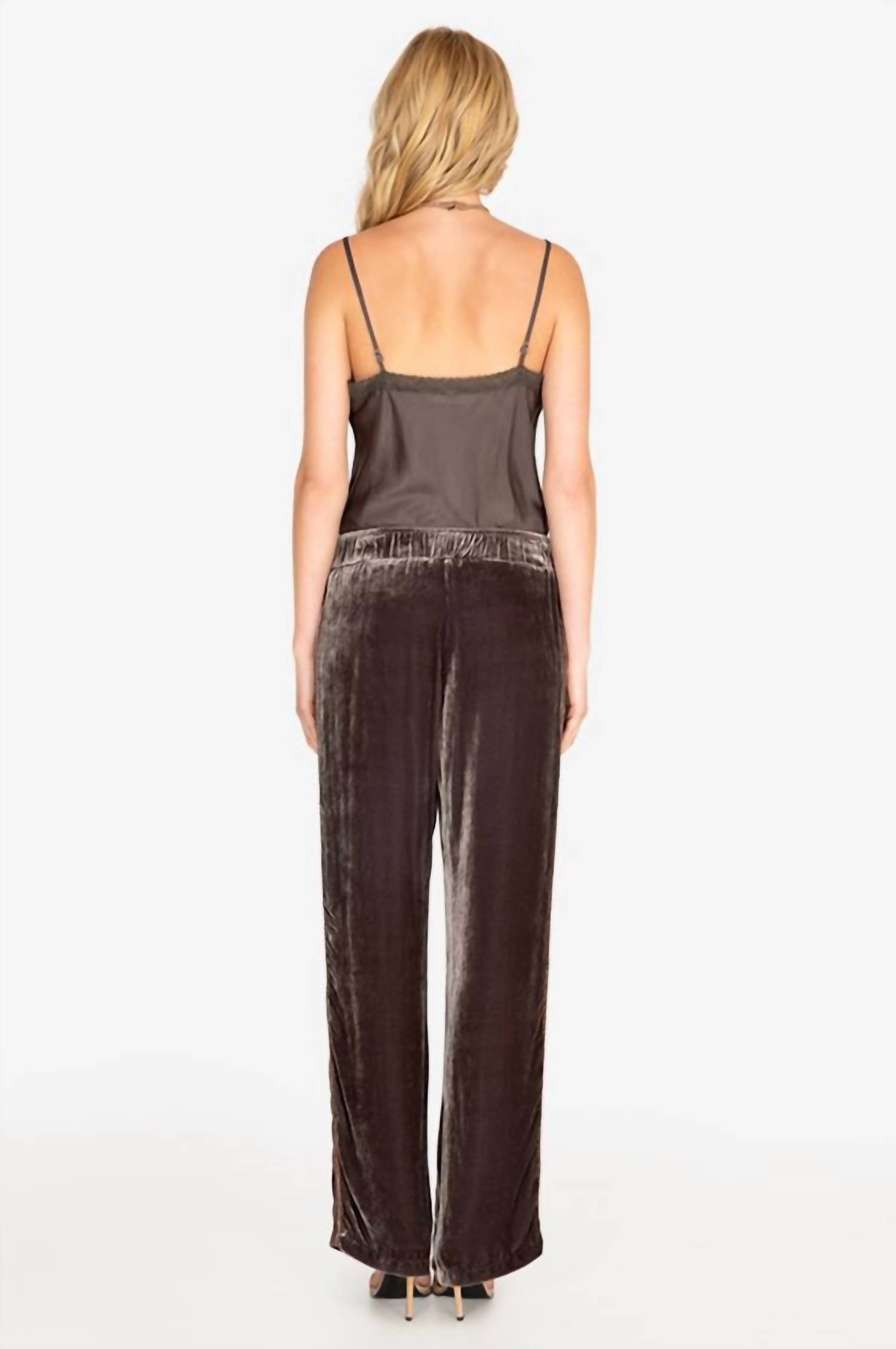 Johnny Was Ravi Wide Leg Velvet Pant in graphite - women's pants - detail view