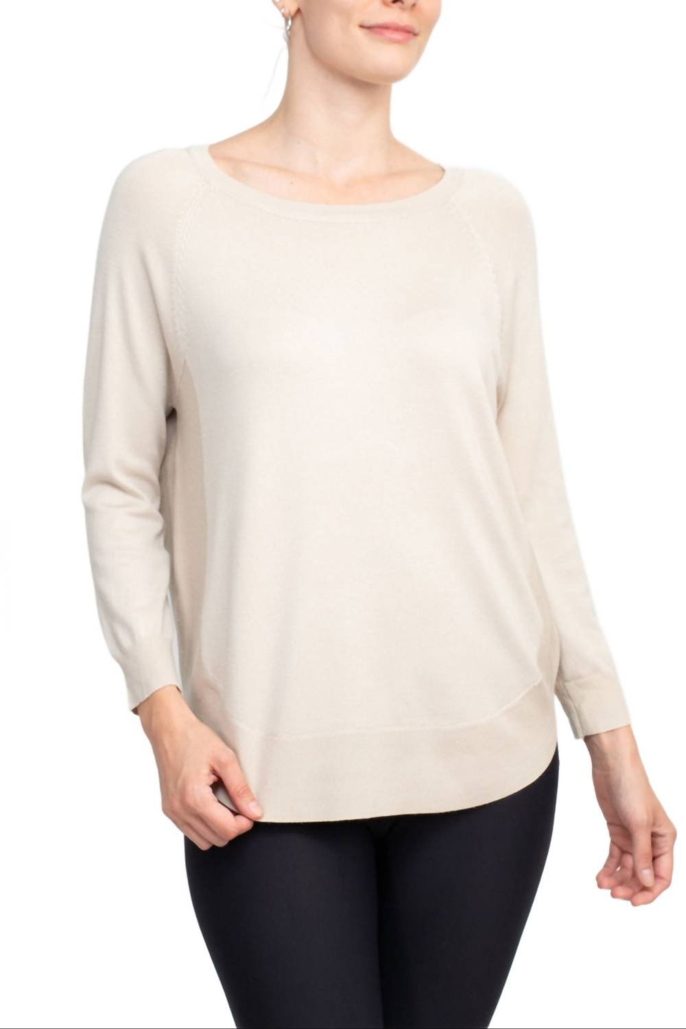 Anne Rose - Women's Scoop Neck Long Sleeve Solid Knit Top