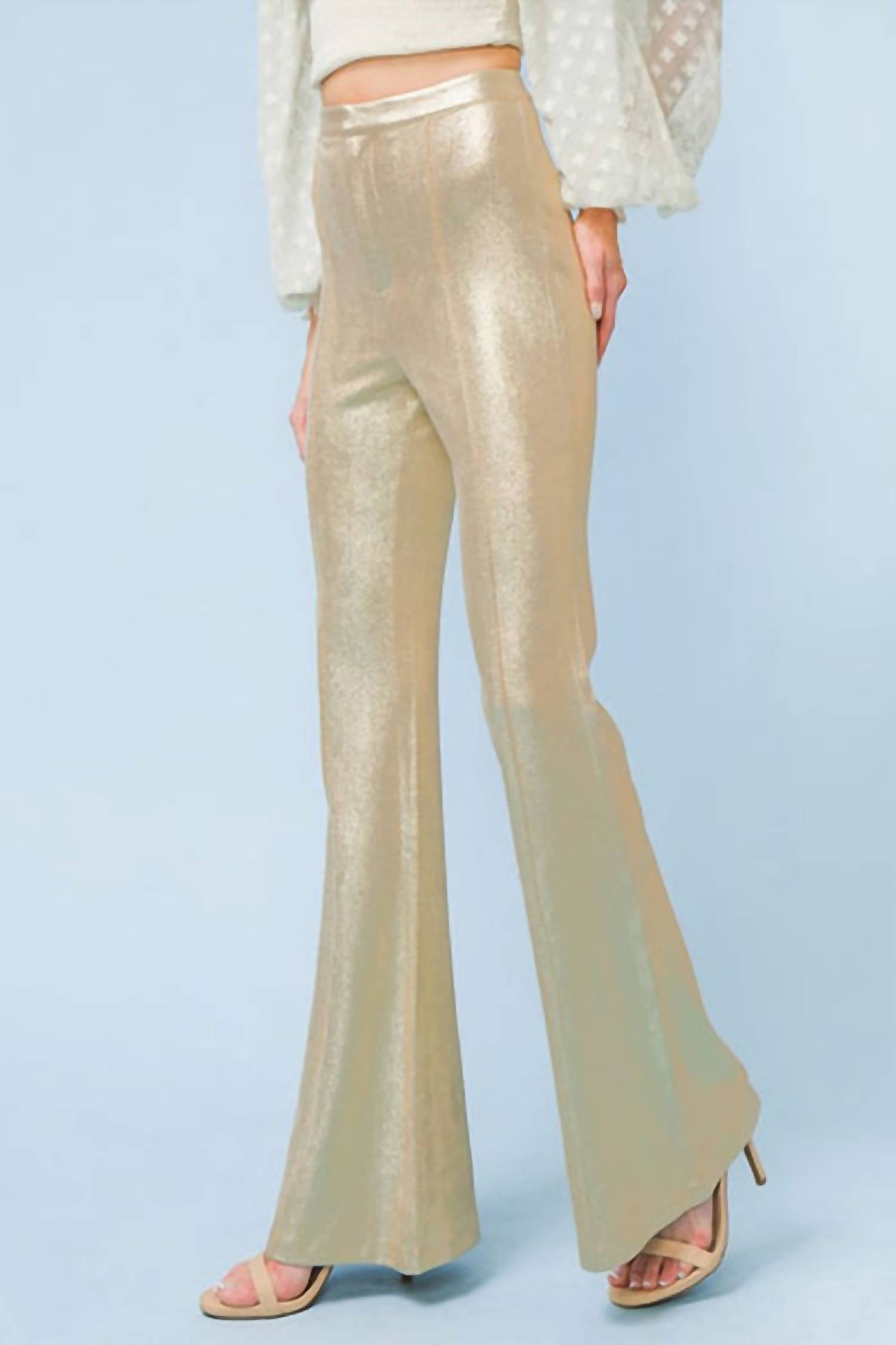 FLYING TOMATO Groovy Baby Pant in gold - women's pants - detail view