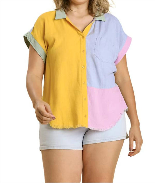 Umgee - Color Block Gauze Top