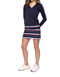 Golftini Side Zip Striped Skort in stay in your lane - women's shorts
