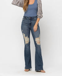 Judy Blue - High Waist Destroyed Flare Jeans - Tall Length
