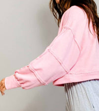 BUCKETLIST Cropped Pullover Sweatshirt in pink - women's sweater - view 4