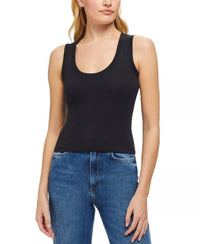 Goldie Lewinter Variegated Rib Crop Tank Top in black - women's tank top