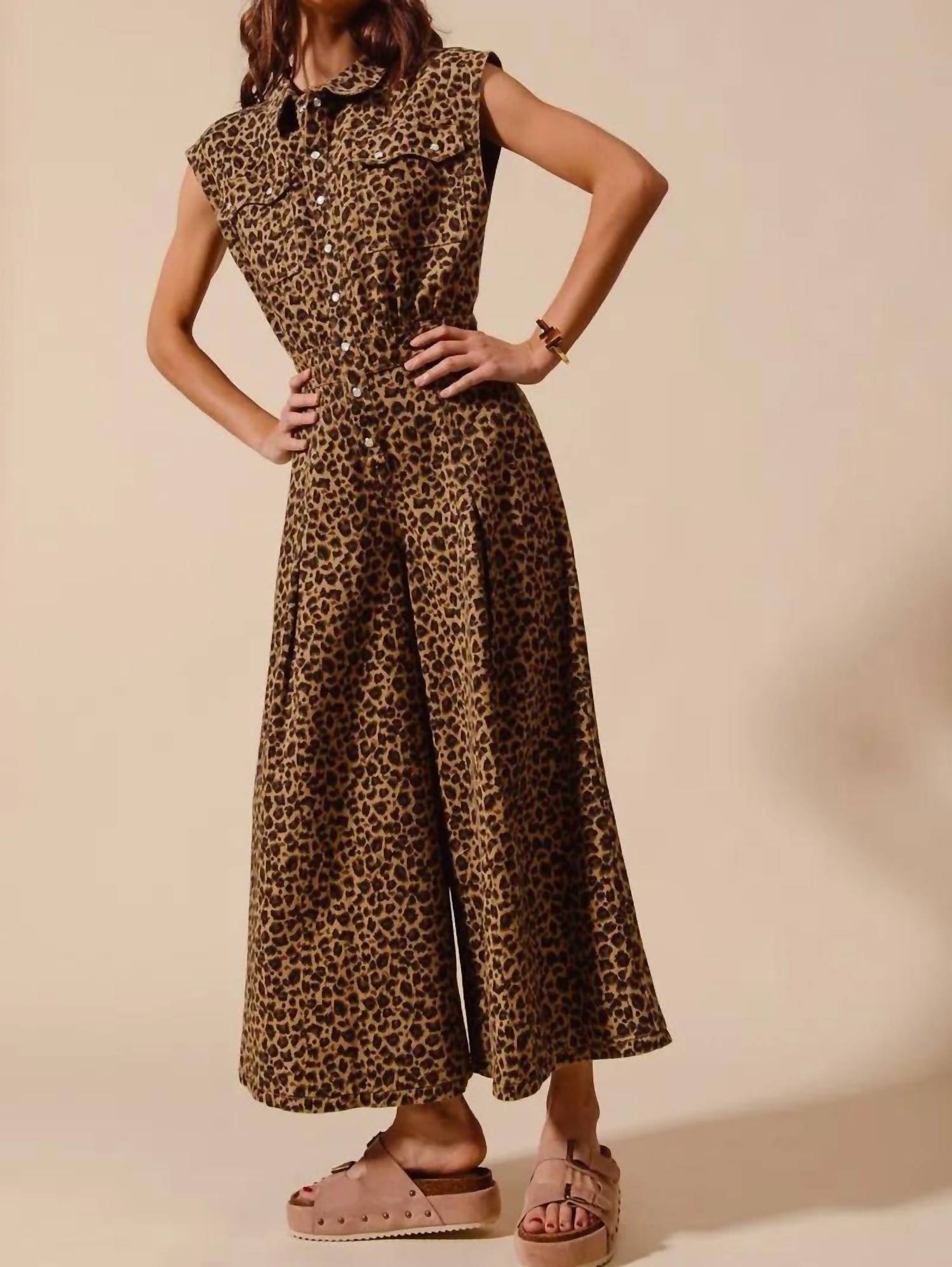 So Me - Wide Leg Twill Overalls Jumpsuit