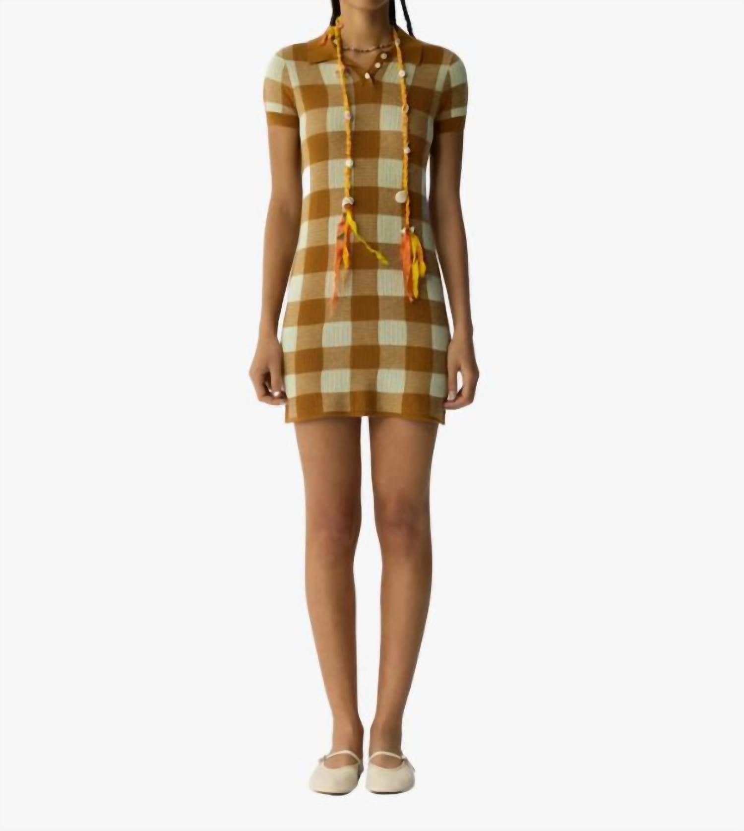 Guest In Residence Gingham Polo Dress in residence gingham polo dress in suede limewash - women's dress