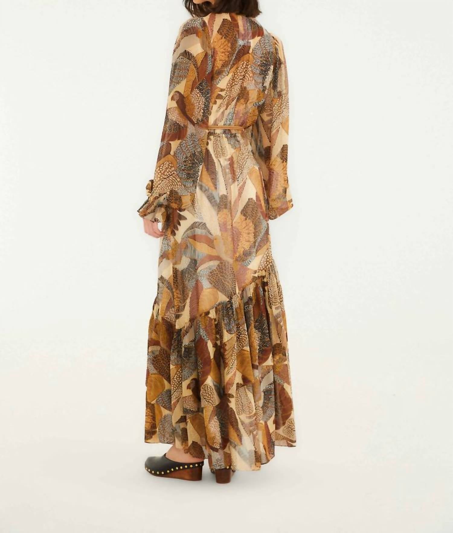 Farm Rio - Dotted Macaws Long Sleeve Maxi Dress