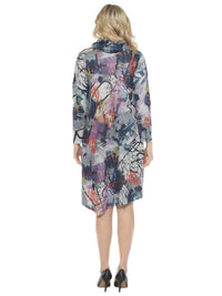 Inoah Cowl Neck A Line Dress With Pocket in multi - women's dress - detail view