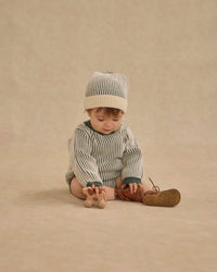 Rylee + Cru Boy's Haywood Romper in green stripe - kids' item