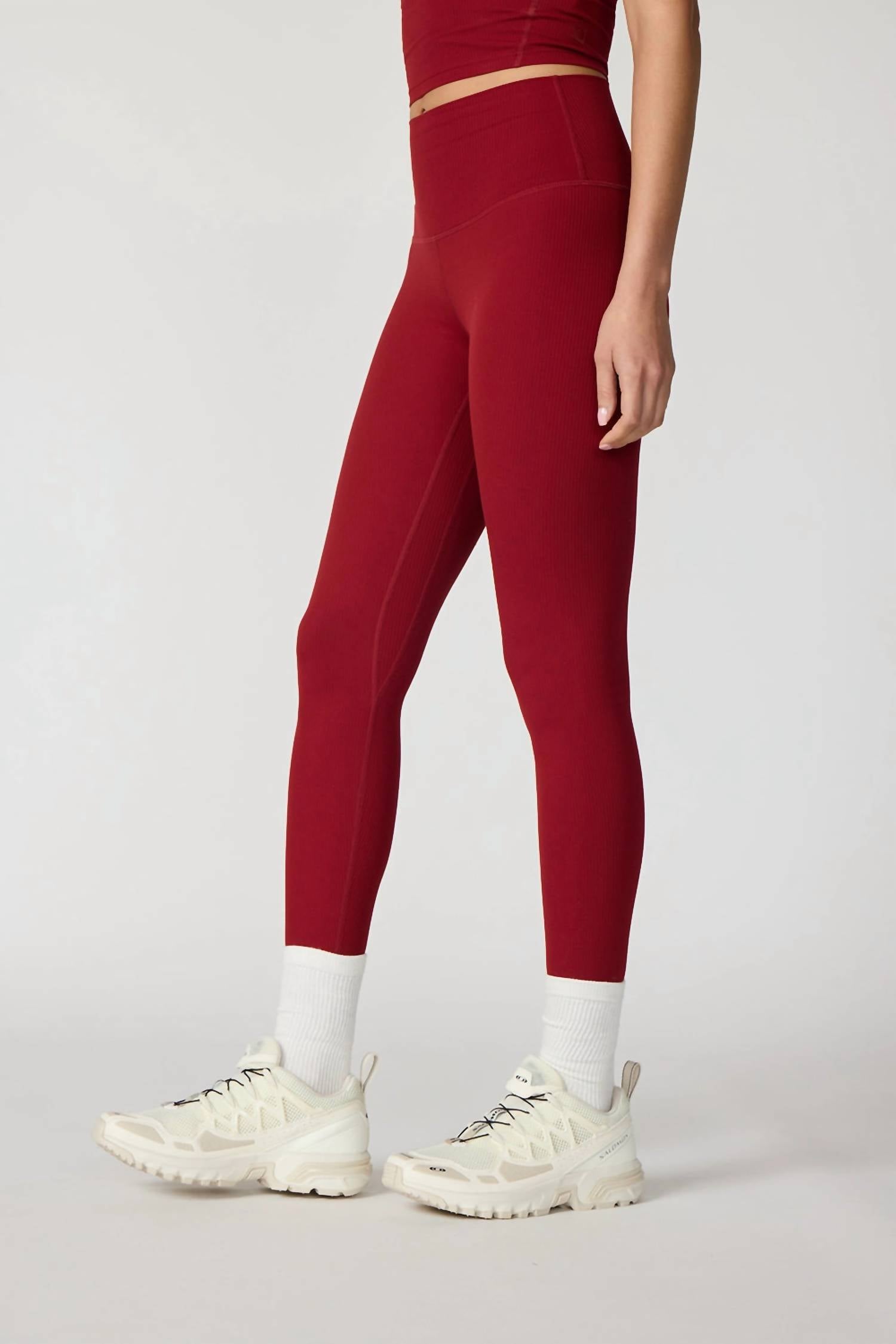 MPG Sport Ribbed Leggings in merlot - women's pants - detail view