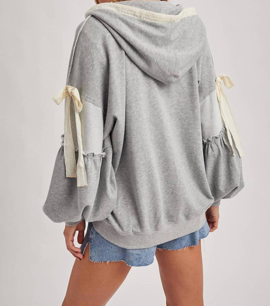 Bluivy - Balloon Sleeve Lace Hoodie