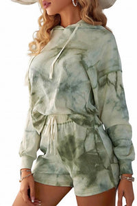 Hidden - Jessica Waffle Tie Dye Hoodie and Short Set