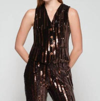 Vilagallo Sleeveless Sequin Vest in bronze - women's jacket