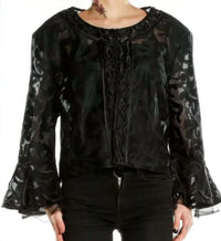 Terramina - Lace Bell Sleeve Crop Top