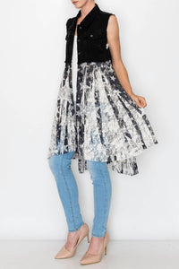 Origami - Denim Lace Mixed Media Vest