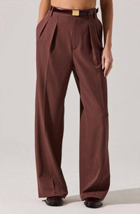 ASTR Faria Pleated Tailored Pants in plum brown - women's pants