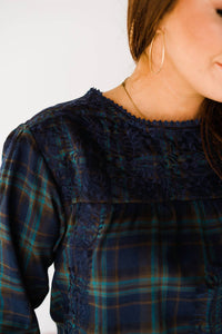 Layerz Clothing - Plaid Embroidered Top