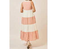 Cozy Co. - Sleeveless Striped Tiered Dress