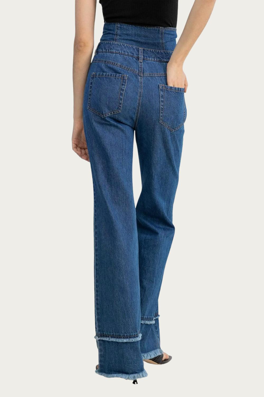 ASHLYN DOUBLE-WAISTED LAYERED HIGH-RISE JEANS