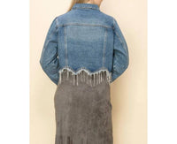 Vocal Apparel - Rhinestone Hem Denim Jacket