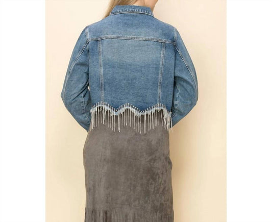 Vocal Apparel - Rhinestone Hem Denim Jacket