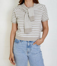 Dh New York - Sweater Knit T-shirt With Removable Scarf