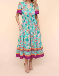 Haptics Floral Border Print Maxi Dress in mint - women's dress