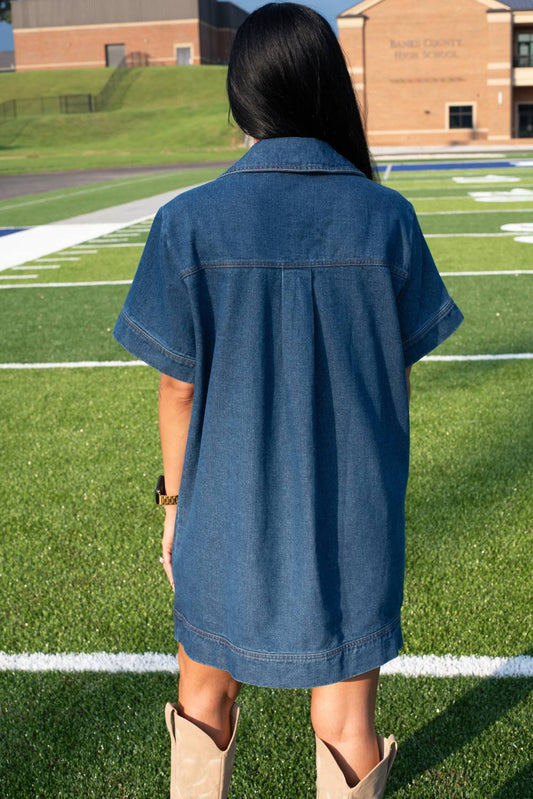 Day + Moon - Women's Ellie V Neck Denim Dress