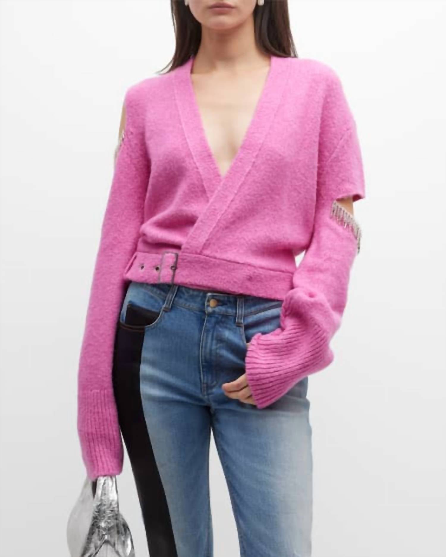Hellessy Palmetto Wrap Belted Cardigan in fuchsia - women's cardigan