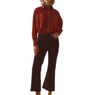 THE GREAT. Kick Boot Corduroy Jeans in slate - women's pants - view 4