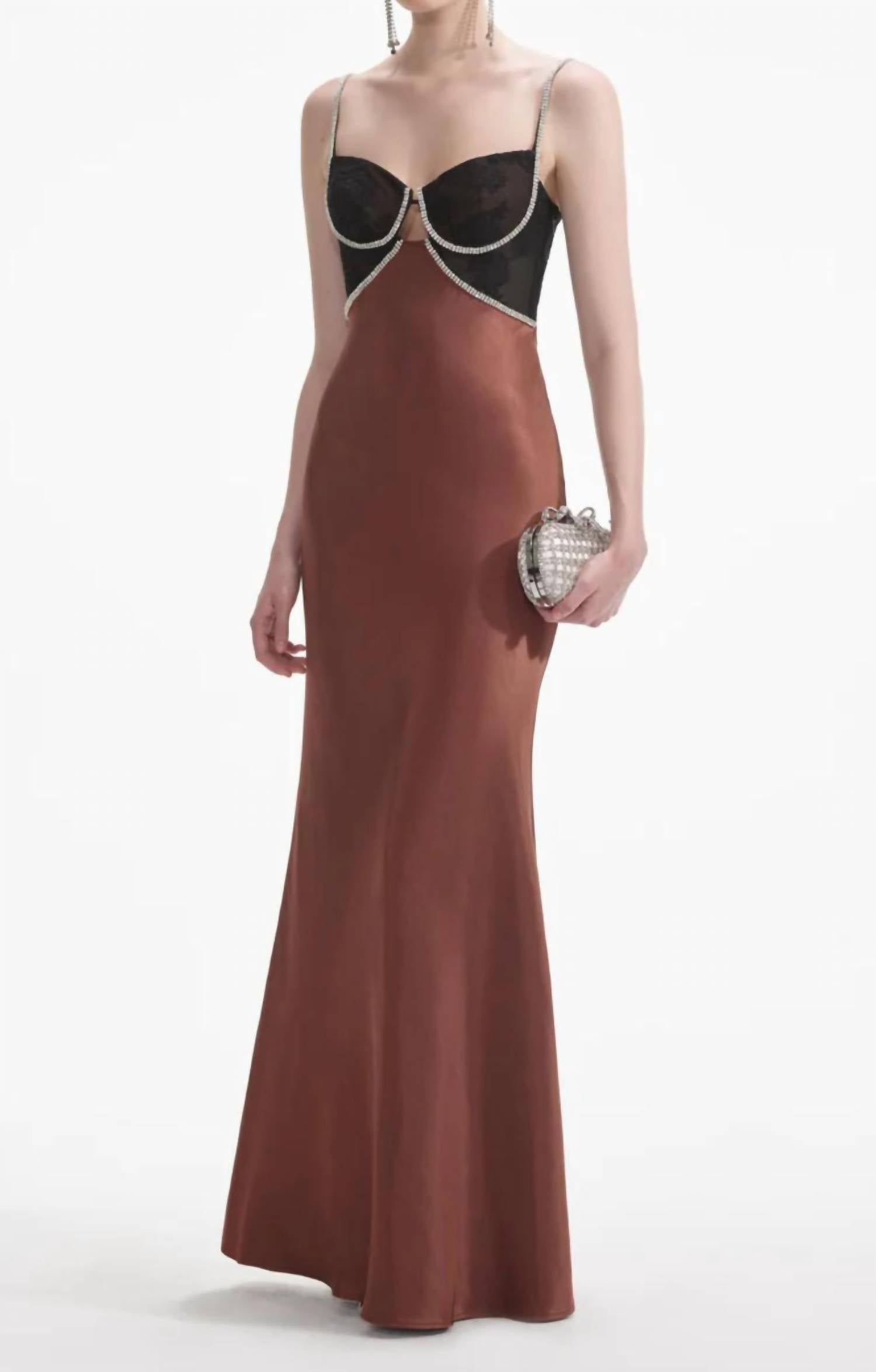 Self-Portrait - Women's Satin Diamante Gown
