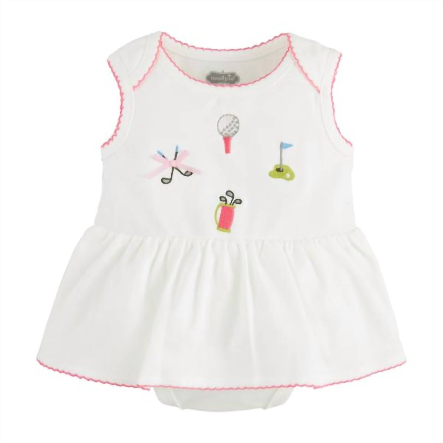mudpie Kid's Golf Skirted Crawler in white - kids' item