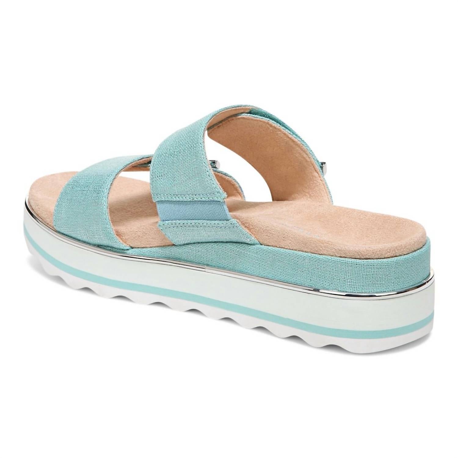 VIONIC Women's Brandie Sandals in aqua linen - women's sandal - detail view