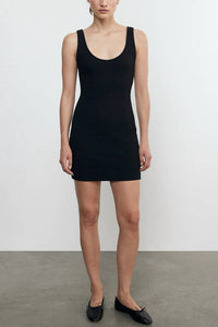 Enza Costa Jaquard Tank Mini Dress in black - women's dress