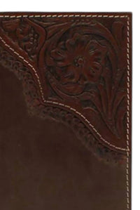 Nocona Belt Co. Men's Floral Edge Leather Rodeo Wallet in brown - men's bag - detail view