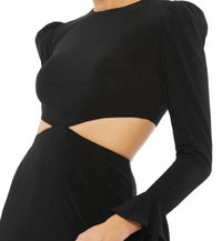 Mac Duggal - Long Sleeve Puff Shoulder Cut Out Gown