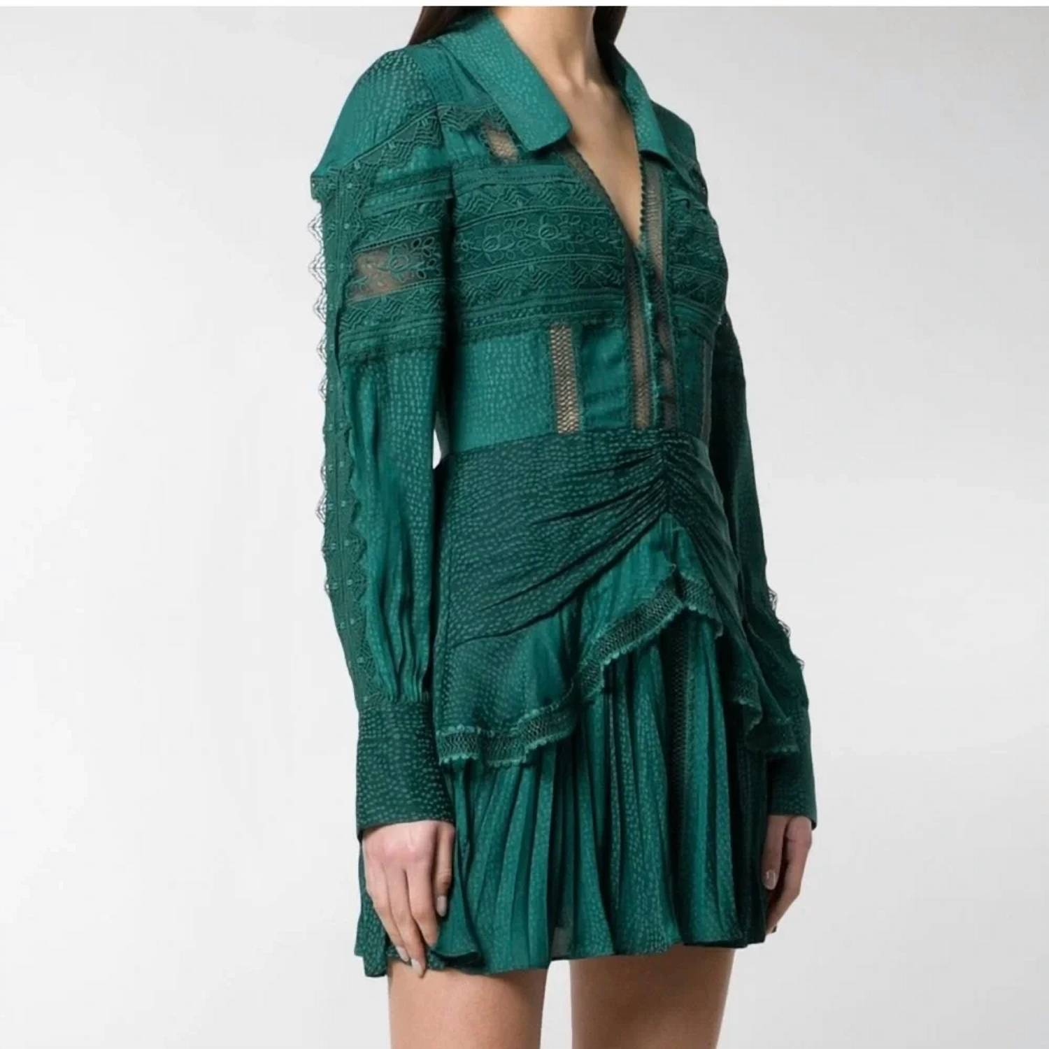 Self-Portrait - Pre-loved Lace Trim Shirt Dress
