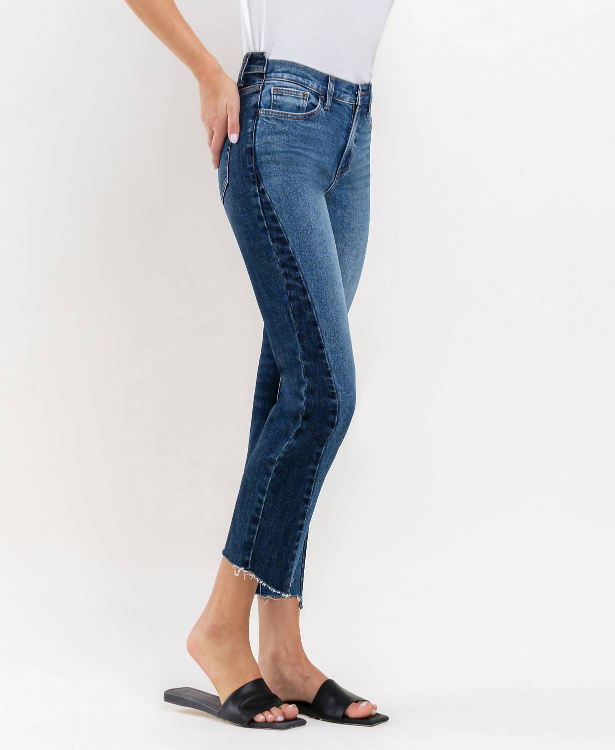 Vervet By Flying Monkey - Color Block Crop Straight Jeans