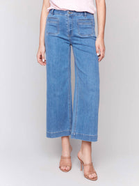 Charlie B - Cropped Flare Lurex Denim Pants