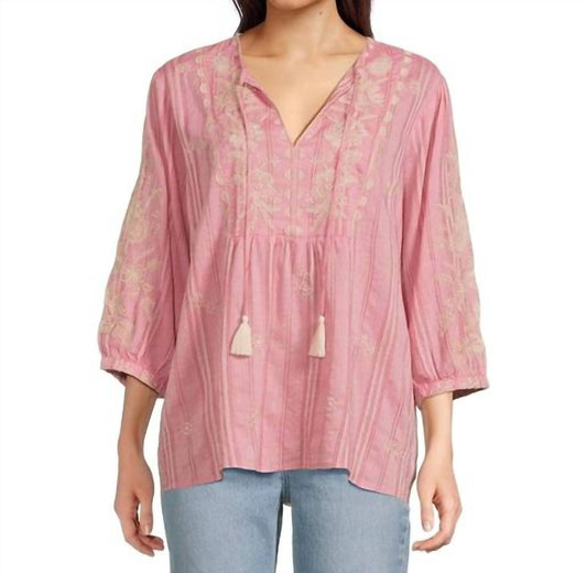 Johnny Was - PRAIRIE BLOUSE 3/4 SLEEVE HYACINTH