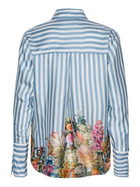 Karmamia Women's Joseph Shirt in floral stripe - women's blouse - detail view