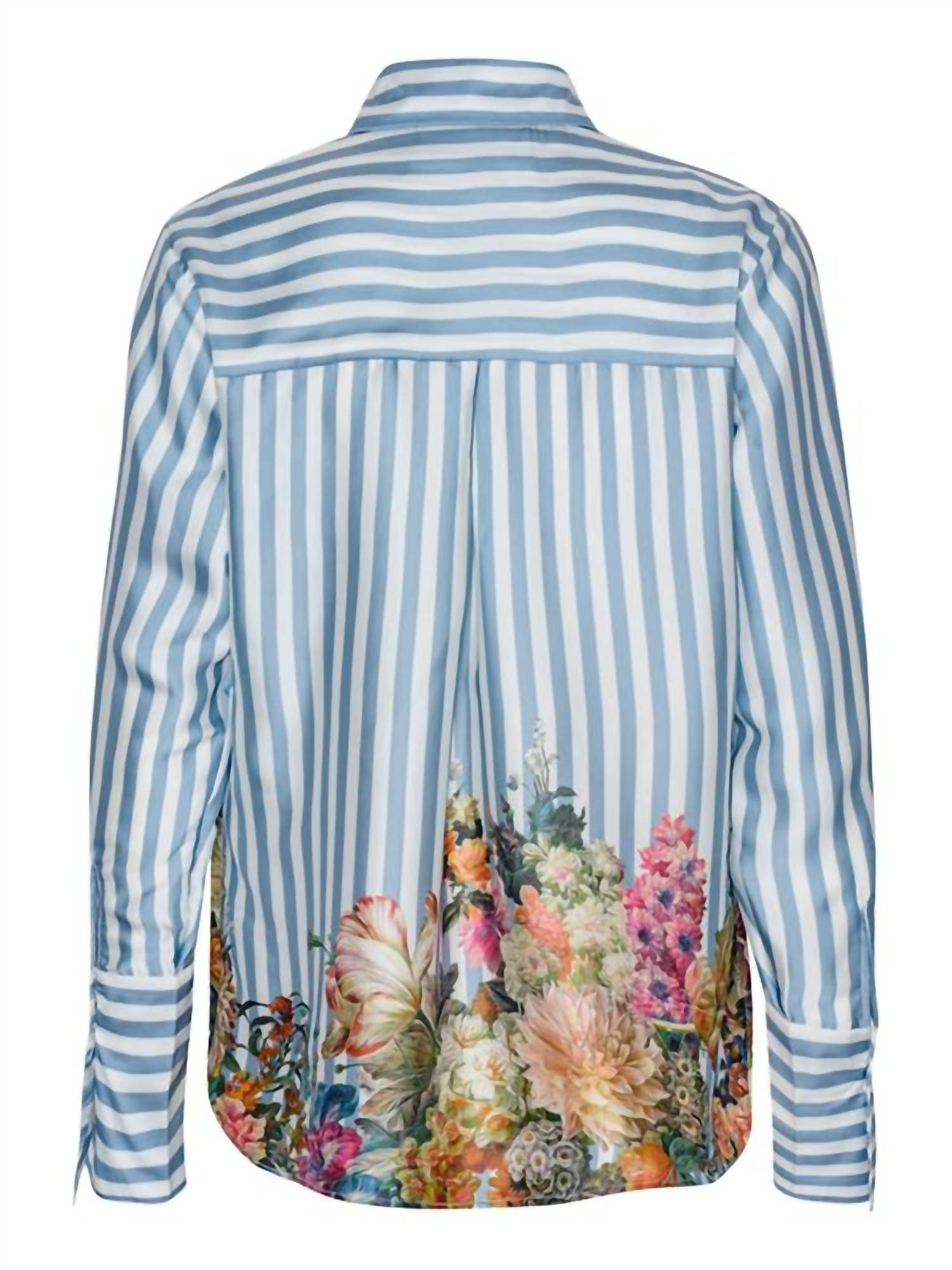 Karmamia Women's Joseph Shirt in floral stripe - women's blouse - detail view