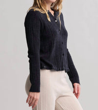 Barefoot Dreams - Cable Knit Cardigan With Ruffle