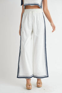 Mable - Chevron Linen Pants