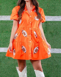Lula the Label Sequin Football Dress in orange - women's dress