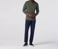 Mizzen + Main Kent Long Sleeve Polo in olive - men's shirt - detail view