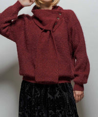 Urban Daizy - Detachable Scarf Ribbed Knit Sweater