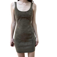 Fendi Velvet Scoop Neck Mini Dress in green - women's dress