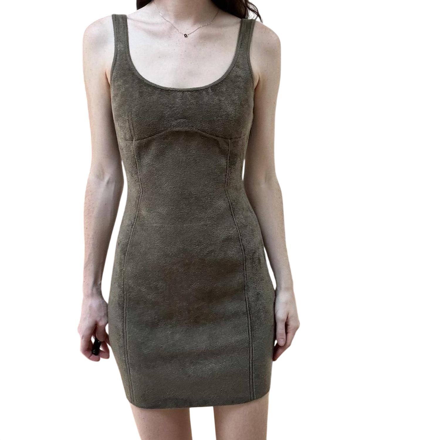 Fendi Velvet Scoop Neck Mini Dress in green - women's dress