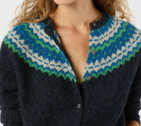 Ann Mashburn Marge Fair Isle Cardigan in indigo donegal multi - women's cardigan - alternate view